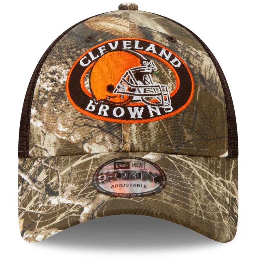 Cleveland Browns New Era Realtree Trucker Mesh 9FORTY Adjustable Hat - Camo