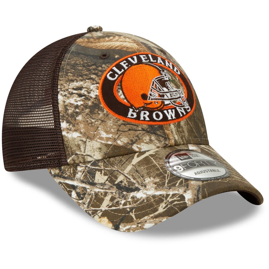 Cleveland Browns New Era Realtree Trucker Mesh 9FORTY Adjustable Hat - Camo