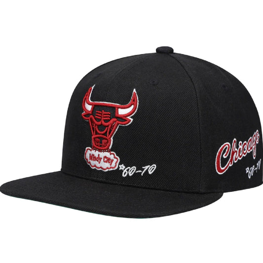 Chicago Bulls Mitchell & Ness Hardwood Classics Timeline Fitted Hat - Black