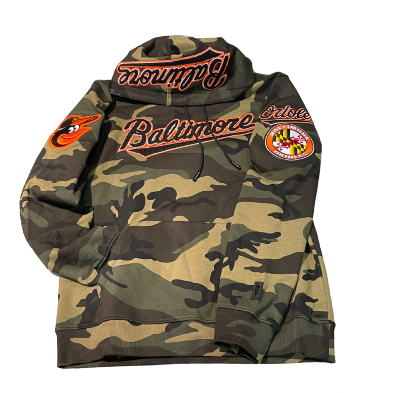 Baltimore Orioles Pro Standard Logo Pro Team Olive Camo Hoodie