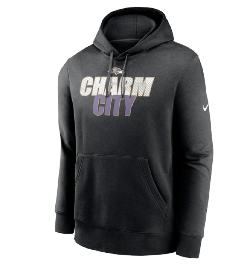 Baltimore Ravens Youth Nike Local Club "Charm City" Fleece Hoodie - Black