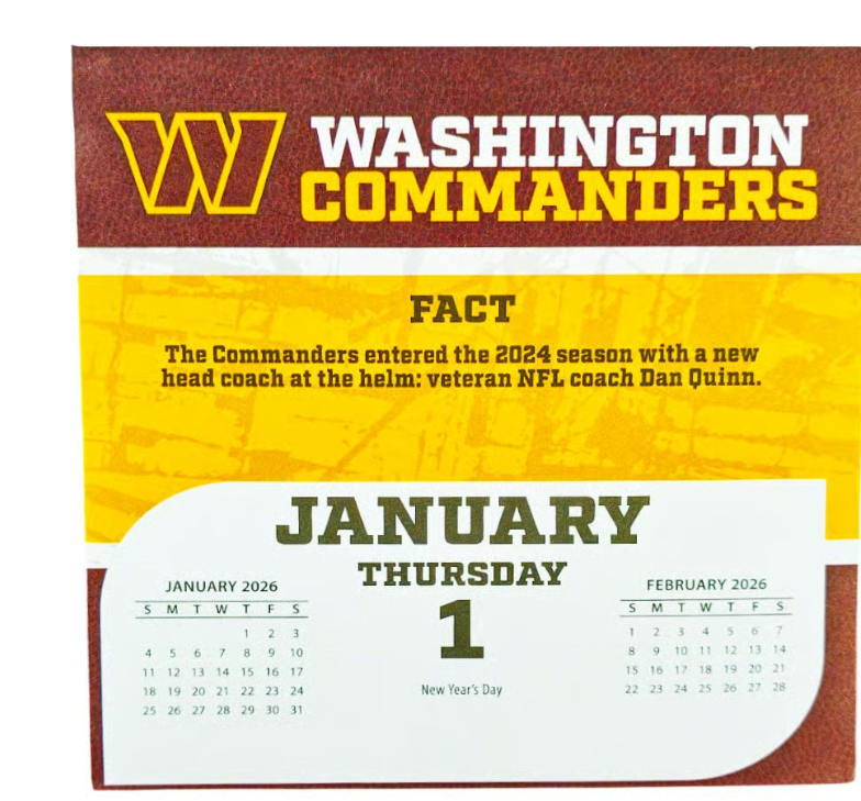 Washington Commanders 2026 NFL Daily Desk Calendar