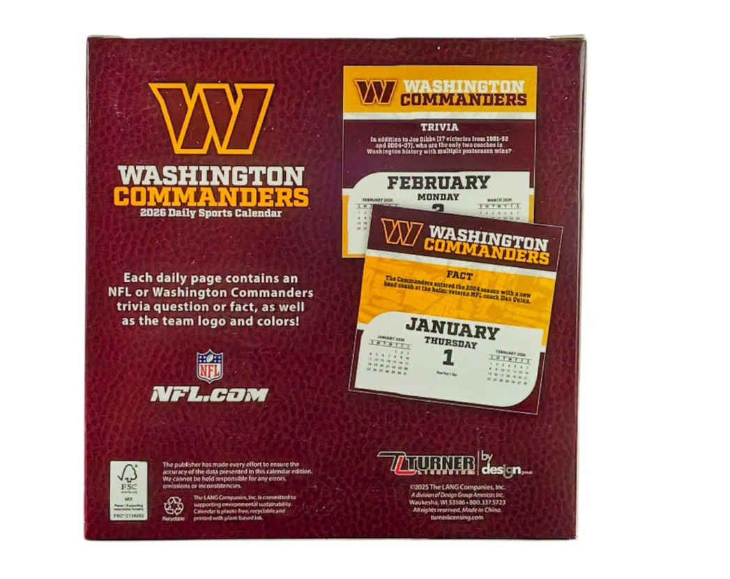 Washington Commanders 2026 NFL Daily Desk Calendar