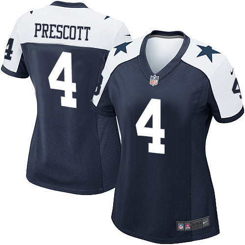 Dallas Cowboys Nike  #4 Dak Prescott Women's Throwback Game Jersey - Navy