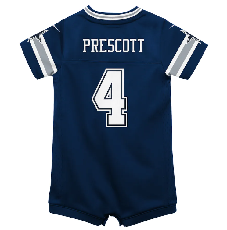 Dallas Cowboys Nike #4 Dak Prescott Infant Jersey Romper- Navy