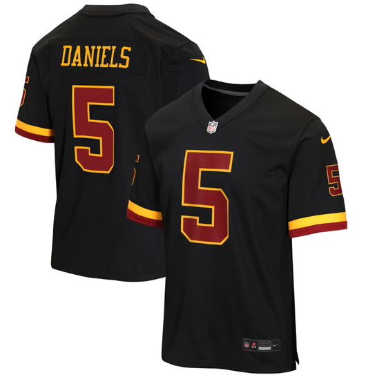 Washington Commanders Nike #5 Youth Jayden Daniels Youth Hail Raiser Alternate Game Jersey - Black