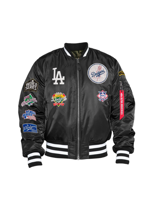 Los Angeles Dodgers Alpha Industries MA-1 Reversible Bomber Jacket-Black/Camo