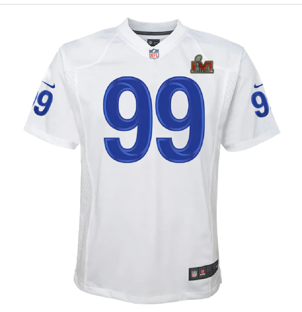 Los Angeles Rams Nike #99 Aaron Donald Youth Super Bowl LVI Jersey- Wh ...