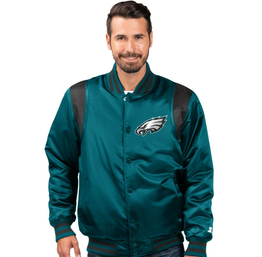 Philadelphia Eagles Starter The Prime Vintage Full Snap Satin Jacket - Green