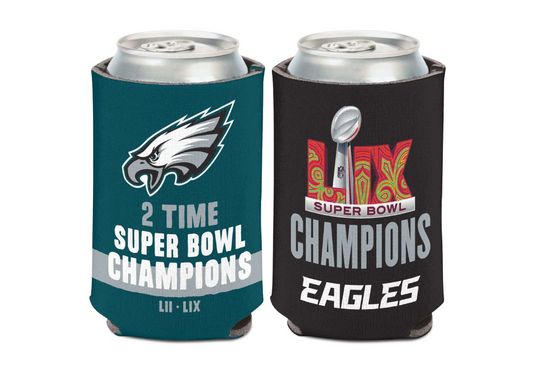 Philadelphia  Eagles Wincraft Super Bowl LIX Champtions 2 Sided Can Cooler 12 oz