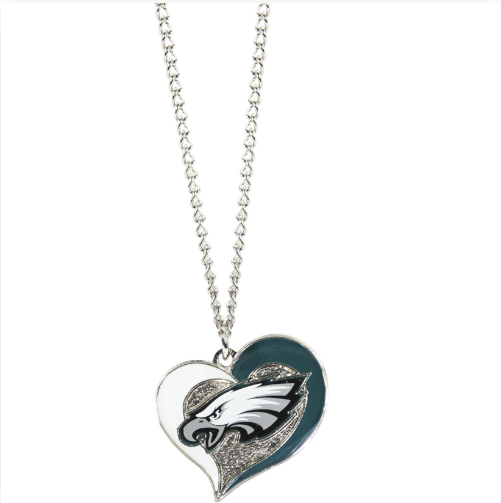 Phiadelphia Eagles Heart Swrill Necklace