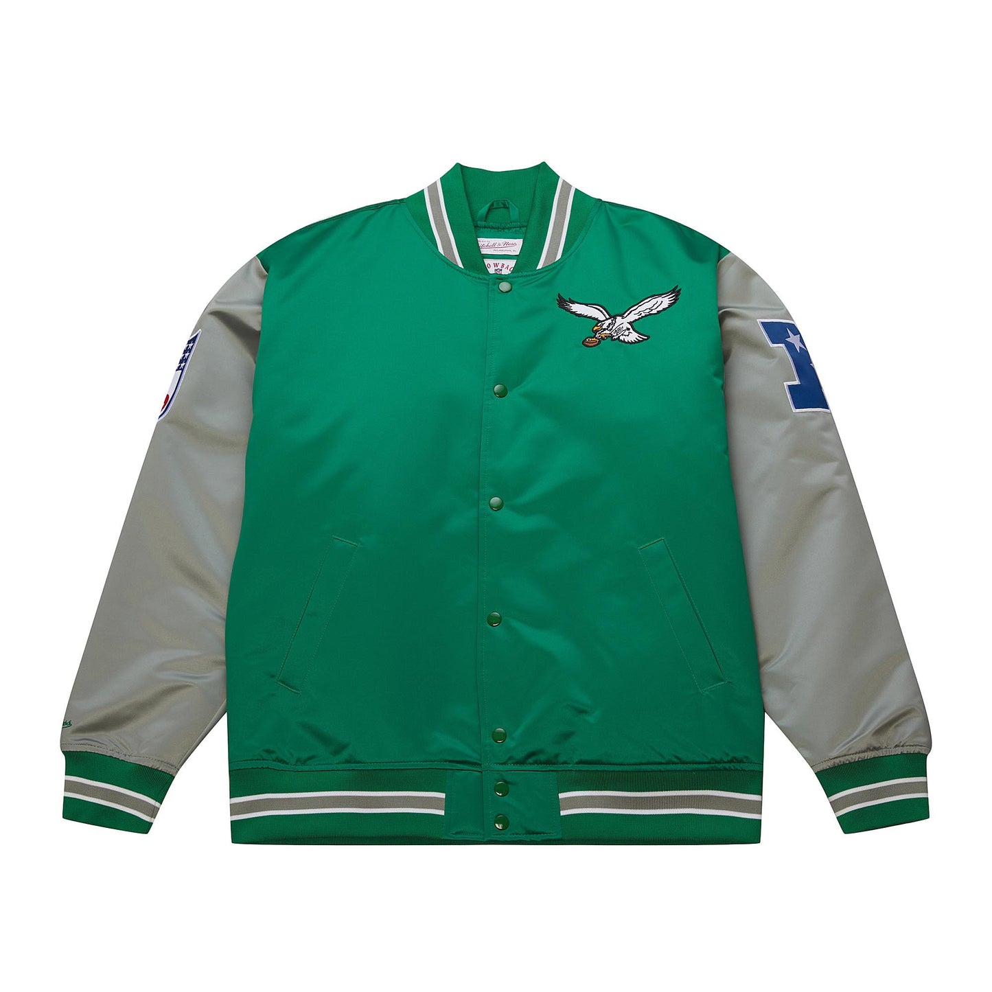Philadelphia Eagle Mitchell & Ness Heavyweight Prime Time Kelly Green Satin Jacket