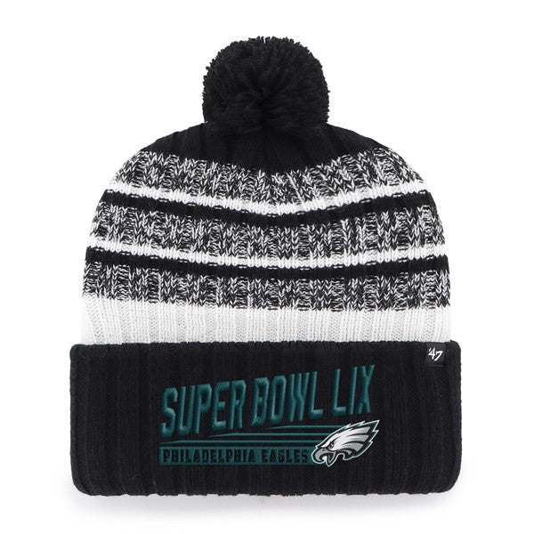 Philadelphia Eagles '47 Super Bowl LIX Tavern Cuffed Knit Hat with Pom - Black