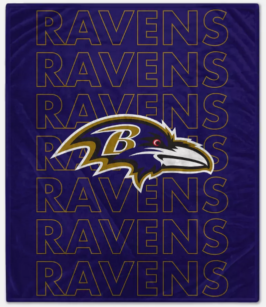 Baltimore Ravens Pegasus Echo Repeat Wordmark 60X70 Plush Throw