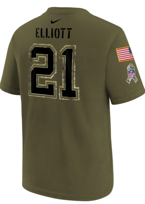 Dallas Cowboys Nike Salute to Service #21 Ezekiel Elliott Player T-Shirt - Olive
