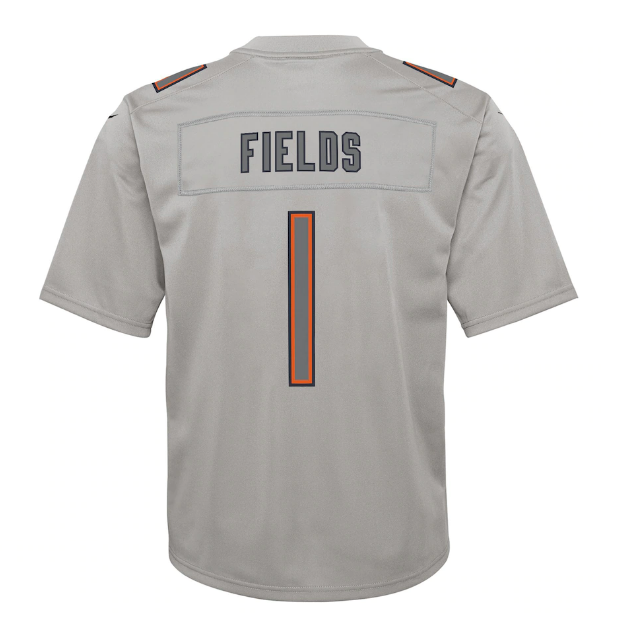 Chicago Bears #1 Justin Fields Youth Atmosphere Jersey - Gray