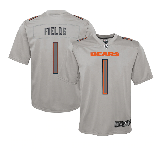 Chicago Bears #1 Justin Fields Youth Atmosphere Jersey - Gray