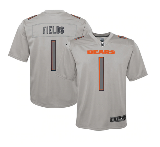 Chicago Bears #1 Justin Fields Youth Atmosphere Jersey - Gray