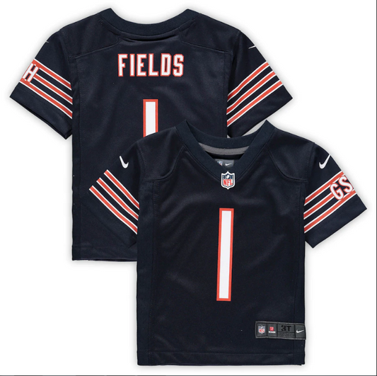 Chicago Bears Nike #1 Justin Fields Toddler Nike Game Jersey- Navy