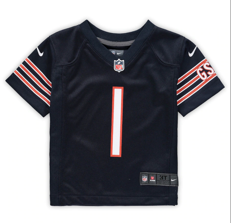 Chicago Bears Nike #1 Justin Fields Toddler Nike Game Jersey- Navy