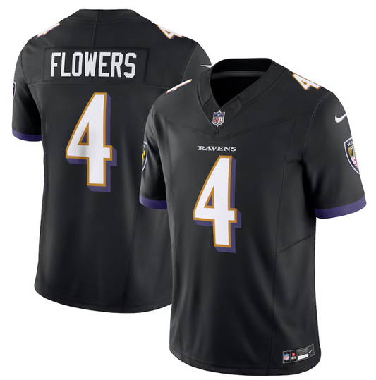 Baltimore Ravens Nike #4 Zay Flowers Men's F.U.S.E Black Jersey