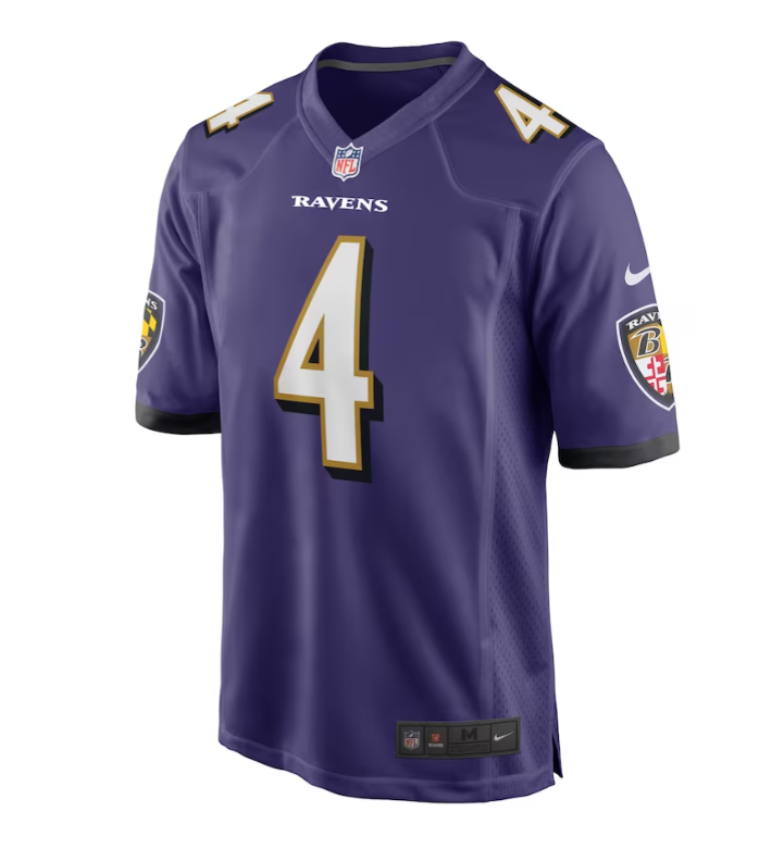 Baltimore Ravens Nike #4 Zay Flowers Game Youth Jersey - Purple