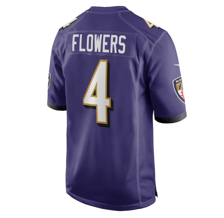 Baltimore Ravens Nike #4 Zay Flowers Game Youth Jersey - Purple
