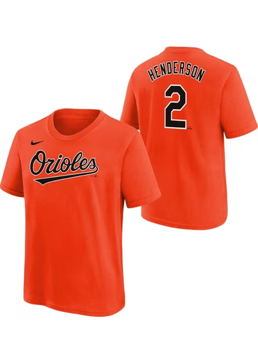Baltimore Orioles Nike #2 Gunnar Henderson Youth Player Orange T-Shirt