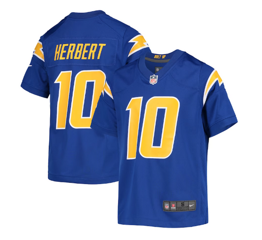 Los Angeles Chargers #10 Justin Herbert Youth Game Jersey - Dark Blue