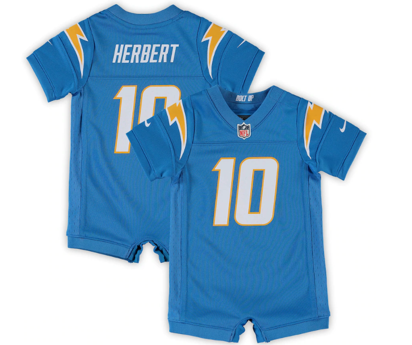 Los Angeles Chargers Nike # 10 Justin Herbert Infant Jersey Romper