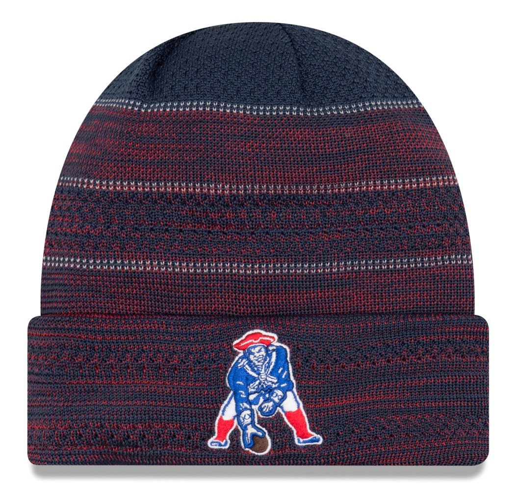 New England Patriots New Era Mens On-Field Historic TD Knit Hat - Blue / Red