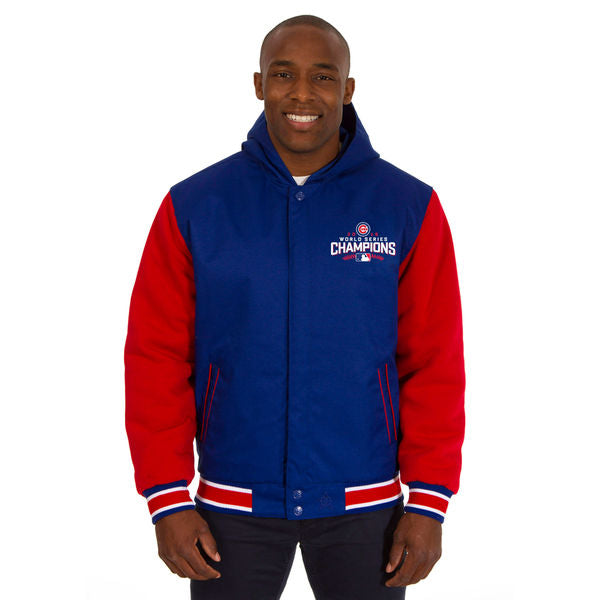 Chicago Cubs JH Design 3 Time World Series Champions Poly Fleece Reversible Jacket