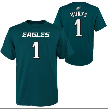 Philadelphia Eagles Outerstuff Jalen Hurts #1 Youth Mainliner Player T-Shirt Green