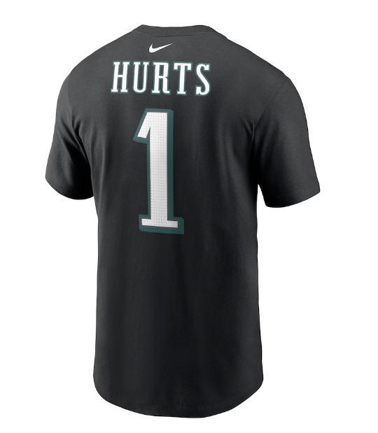 Philadelphia Eagles Nike #1 Jalen Hurts Youth Player T-Shirt Black