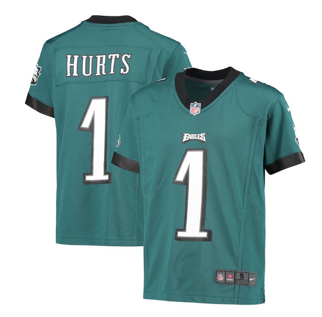 Philadelphia Eagles #1 Jalen Hurts Youth Jersey - Green