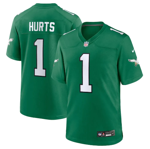 Philadelphia Eagles #1 Jalen Hurts Youth Color Rush Jersey - Kelly Green
