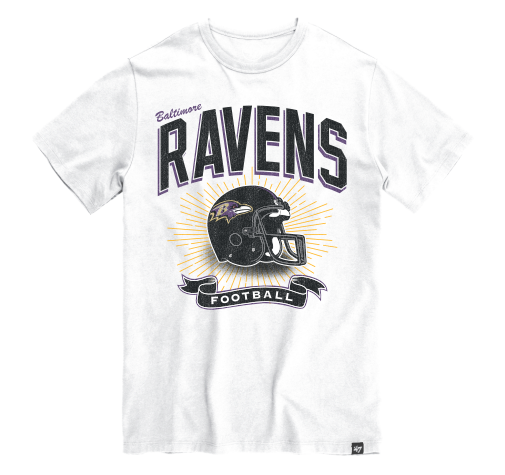 Baltimore Ravens '47 Brand Historic White Wash Prime Play Franklin T-shirt