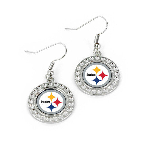 Pittsburgh Steelers Silver Dimple J-Hook Earring
