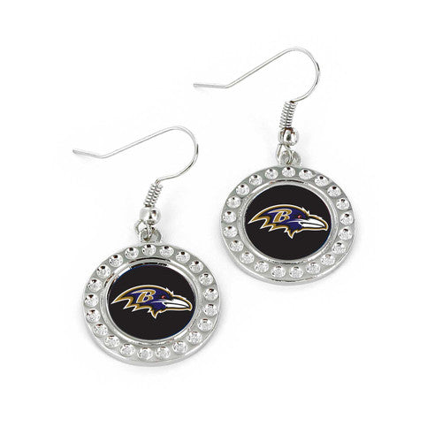 Baltimore Ravens Silver Dimple J-Hook Earring