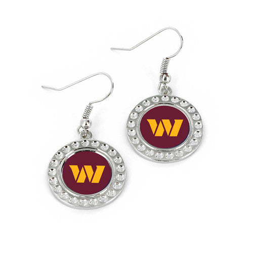 Washington Commanders Silver Dimple J-Hook Earring