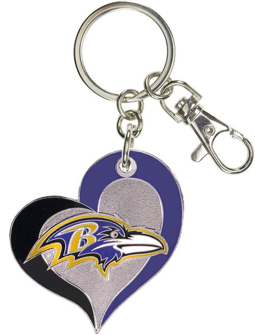 Baltimore Ravens Swirl Heart Keychain