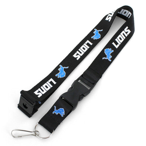 Detroit Lions Aminco Black Team Lanyard