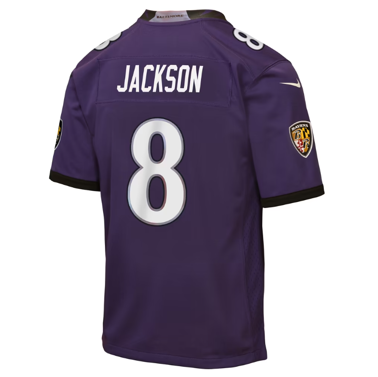 Baltimore Ravens Nike Youth #8 Lamar Jackson Game Jersey- New Orchid Purple