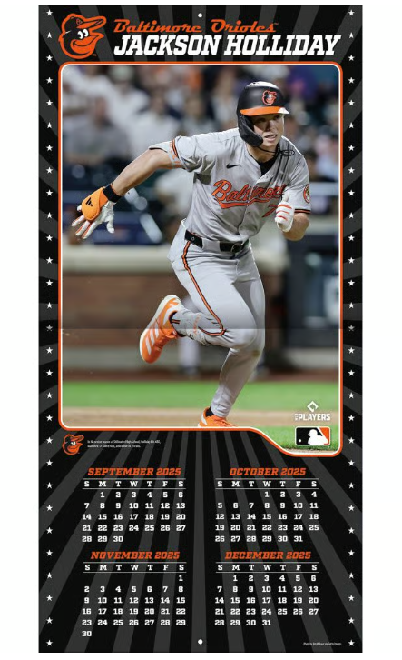 MLB Baltimore Orioles Jackson Holliday 2026 Wall Calendar