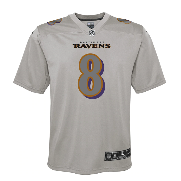 Baltimore Ravens Nike Youth #8 Lamar Jackson Game Jersey - Atmosphere