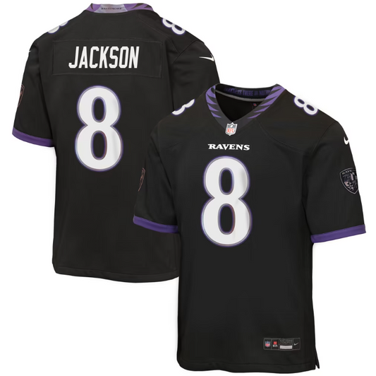 Baltimore Ravens Nike #8 Lamar Jackson Pre-school Kids Jersey- Darkness Black