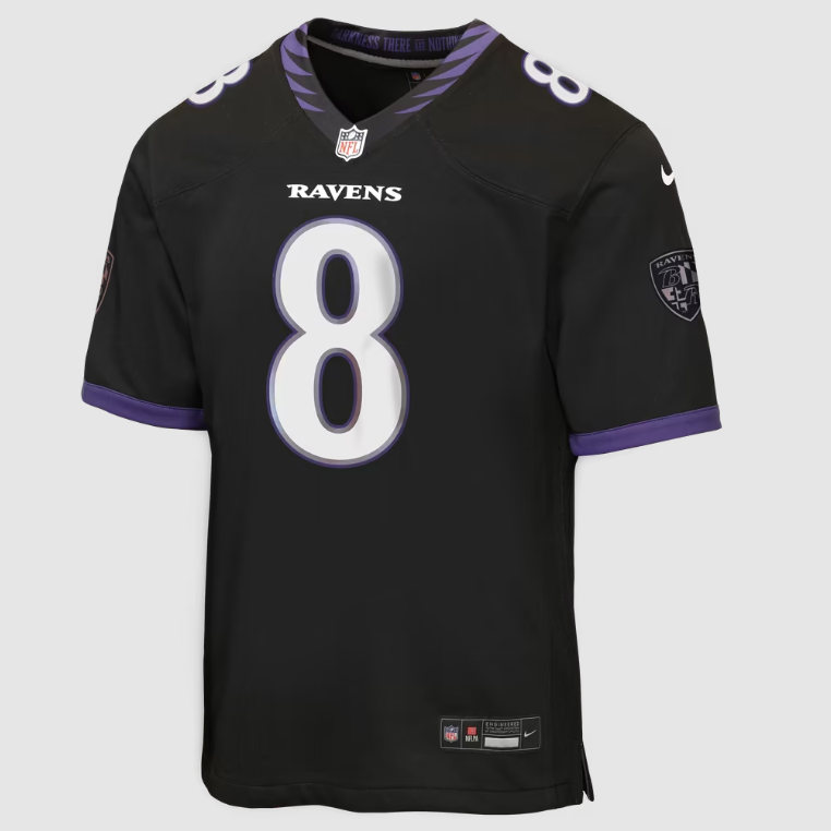 Baltimore Ravens Nike Youth #8 Lamar Jackson Game Jersey- Darkness Black