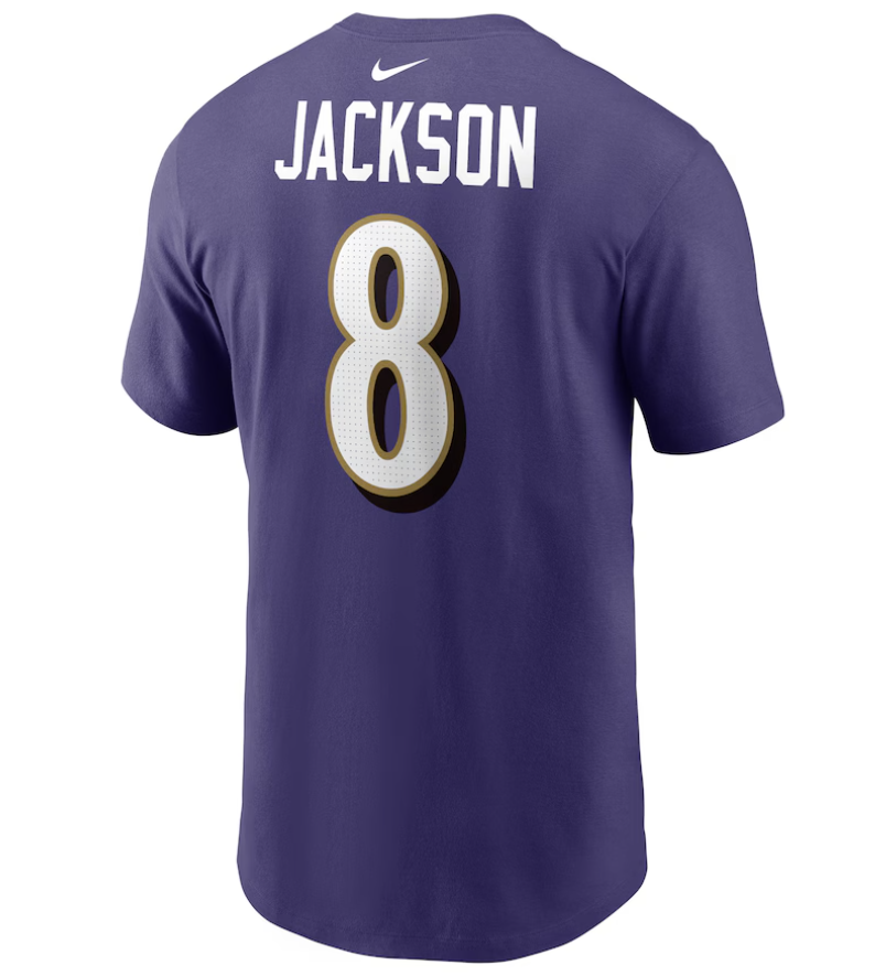 Lamar Jackson Baltimore Ravens Nike Player Name & Number T-Shirt - Purple