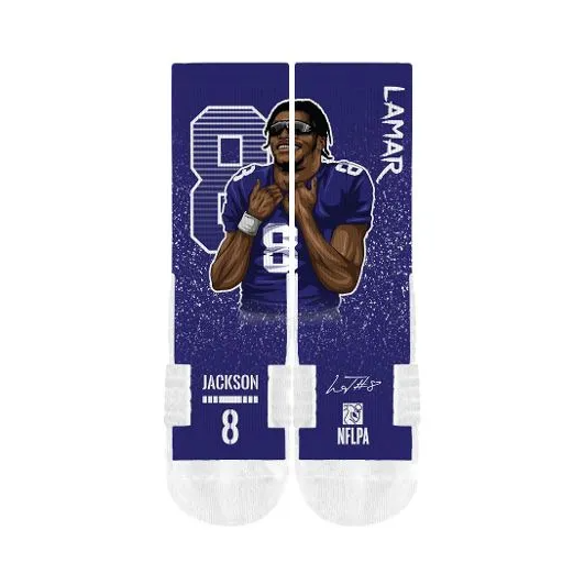 Baltimore Ravens Lamar Jackson Player Strideline  Premium Crew Socks