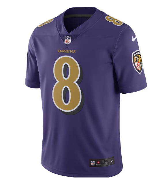 Baltimore Ravens Nike #8 Lamar Jackson Men's Color Rush Vapor Baltimore Ravens Nike #8 Lamar Jackson Men's Color Rush Vapor